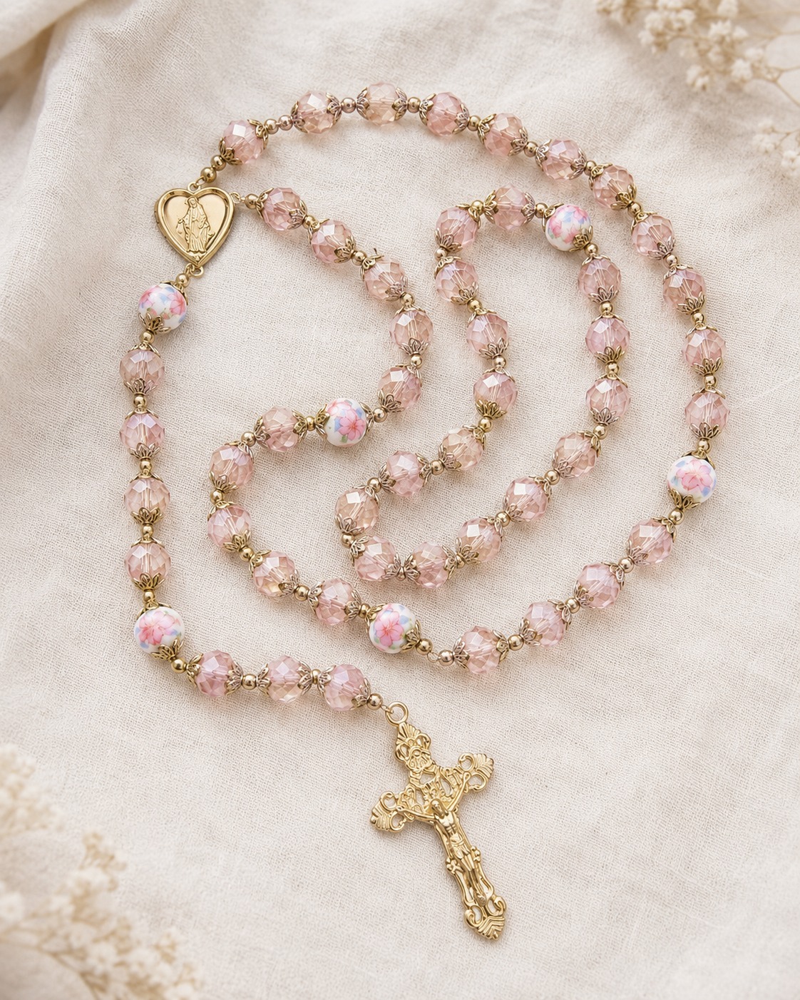 Blush Floral Rosary